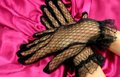 Тонкие кружевные перчатки (черный)